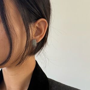 Vintage Chunky Silver Tone Clip On Earrings Retro Glam